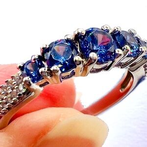 Tanzanite and Diamond CZ Ring, Size 10, Bella Luce Rhodium Over Sterling Silver